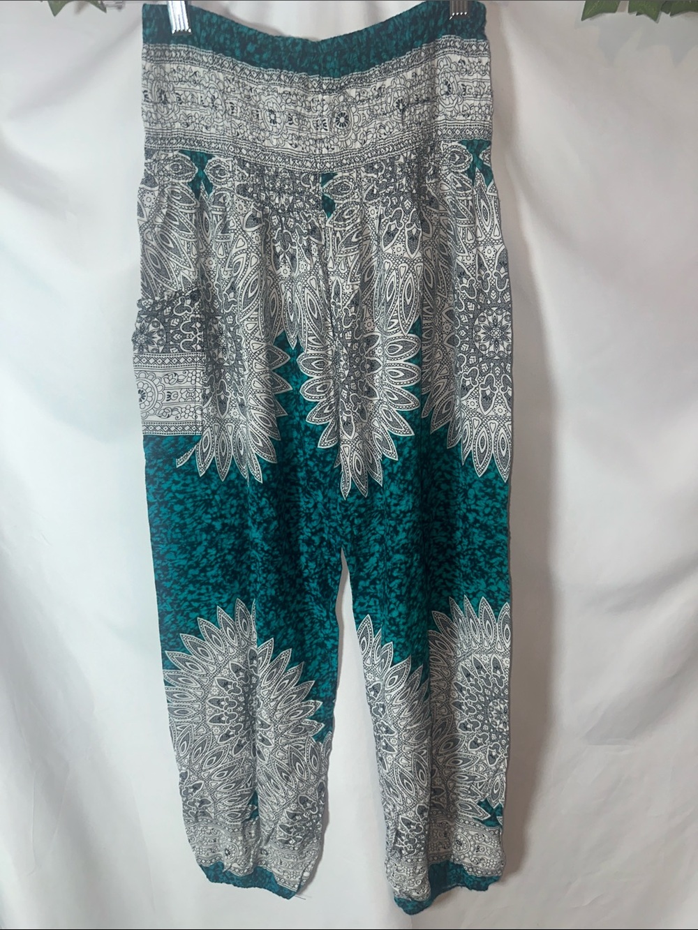 Harem pants Women's Teal Patterned Pants